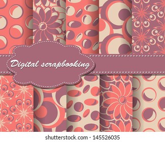 set of vector flower pattern paper for scrapbook