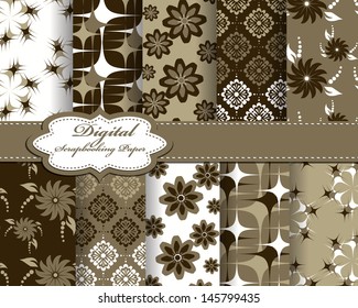 set of vector flower pattern paper for scrapbook