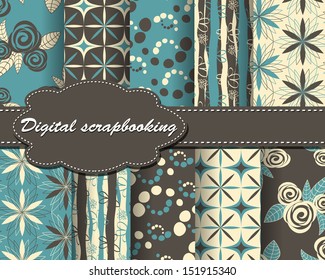 set of vector flower pattern paper for scrapbook
