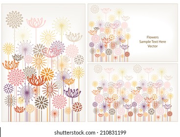 set of vector flowers cards