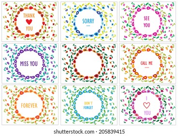 set of vector flowers cards with place for your text