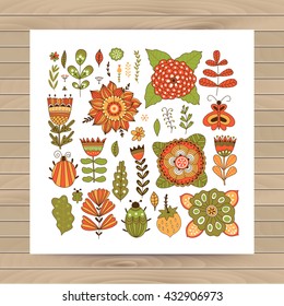 Set of vector flowers. Vector floral set.