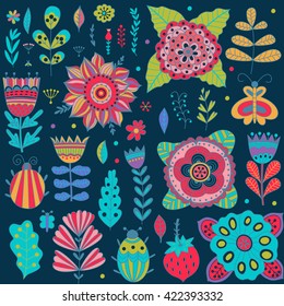 Set Vector Flowers Vector Floral Set Stock Vector (Royalty Free ...