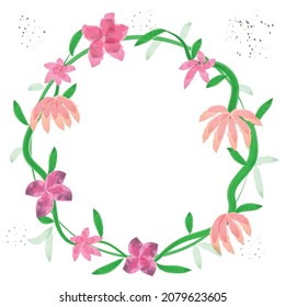 Conjunto de flores vectoriales. Marco de las flores. Tarjeta de flores. Plantilla acuarela para invitaciones a bodas, afiches, Día de San Valentín, Pascua, cumpleaños
