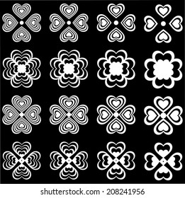 Set of Vector Flowers and hearts 