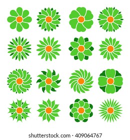 Set of vector flowers isolated. Flower icon. Floral symbol. Vector illustration.