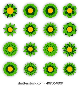 Set of vector flowers isolated. Flower icon. Floral symbol. Vector illustration.