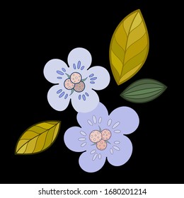 Set of vector flowers. Isolated illustration of decorative flowers.