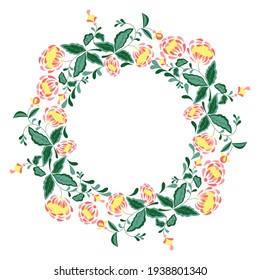 Set of vector flowers. A lovely wreath.