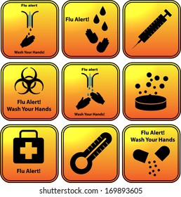 Set of vector flu alert icons