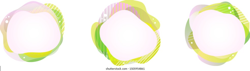 Set of vector fluid forms with blank space in center, vector gradient trendy shapes. Frame design for web, banner, print.