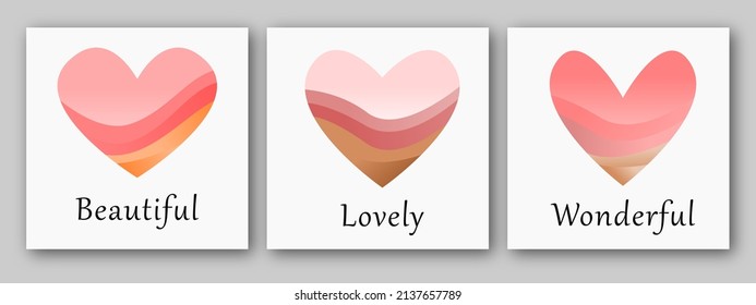 Set vector of fluid heart gradient design element. fit use for design element, greetings card etc.