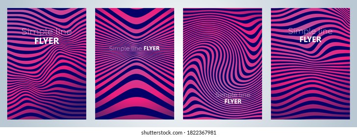 Set of vector flyer, corporate business, annual report, brochure design and cover presentation with violet wave line