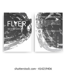 Set of vector flyer templates with black watercolor paint splash. Watercolor imitation flyers. Abstract background for flyers business documents, posters, cards, reports, brochures, covers, banners