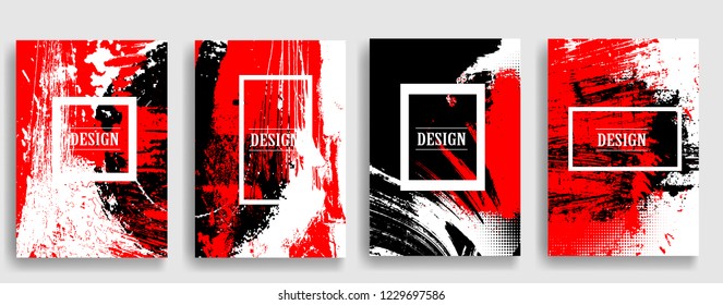 Set of Vector Flyer Templates. Brochure Design . Abstract Modern Background . Grunge textures, brush strokes.