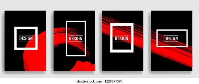 Set of Vector Flyer Templates. Brochure Design . Abstract Modern Background . Grunge textures, brush strokes.