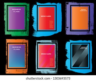 Set of Vector Flyer Templates. Brochure Design . Abstract Modern Background . Grunge textures and brush strokes
