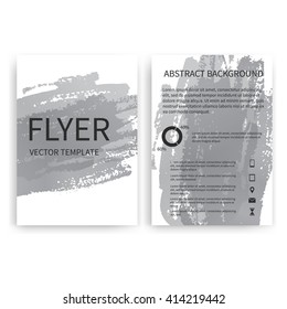 Set of vector flyer templates with gray watercolor paint splash. Watercolor imitation flyers. Abstract background for flyers business documents, posters, cards, reports, brochures, covers, banners