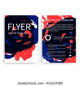 Set of vector flyer templates with watercolor paint splash. Watercolor imitation flyers. Abstract background for flyers business documents, poster, card, report, publication, brochures, cover, banners