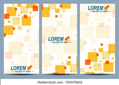 Set of the vector flyers.  Background with colorful squares, line, dot. Modern stylish design.