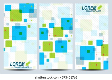 Set of the vector flyers. Background with colorful scuares . Modern stylish design