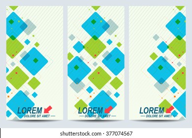 Set of the vector flyers. Background with colorful scuares . Modern stylish design.