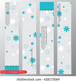 Set of vector flyers. Background of daisies and lace. Aquamarine.