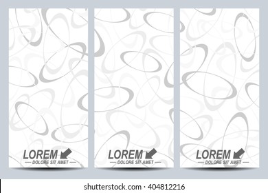 Set of vector flyers. Background with gray circles. Flyer, web, banner, card, vip, certificate, gift, voucher. Modern business stylish design.