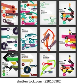 Set of Vector Flyers, Brochure Design Templates, with stickers and infographics elements, Business Web Online Presentation design