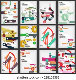 Set of Vector Flyers, Brochure Design Templates, with stickers and infographics elements, Business Web Online Presentation design