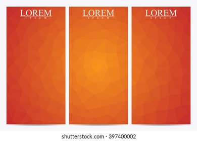 Set of vector flyers. Business abstract background with triangles. Banner, certificate, gift, voucher. Vector illustration for your design.