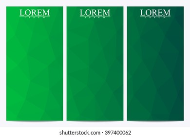 Set of vector flyers. Business abstract background with triangles. Banner, certificate, gift, voucher. Vector illustration for your design.