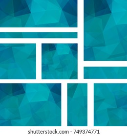 Set of vector flyers. Business abstract background with blue triangles.