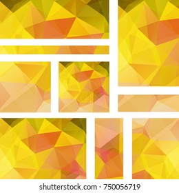 Set of vector flyers. Business abstract background with yellow, orange triangles.