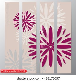Set of vector flyers. Geometric flowers. Chrysanthemums.
