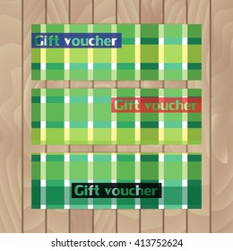 Set of vector flyers. Green shades. Stripes and squares.