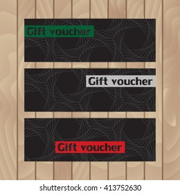 Set of vector flyers. Knots and tangles against black background.