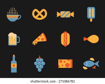 Set of vector food and drink icons