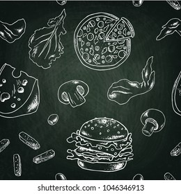Set of vector food elements. Sketch. The image can be used to decorate the menu.