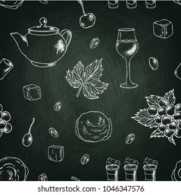 Set of vector food elements. Sketch. The image can be used to decorate the menu.