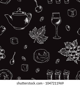 Set of vector food elements. Sketch. The image can be used to decorate the menu.