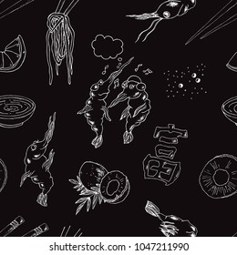 Set of vector food elements. Sketch. The image can be used to decorate the menu.