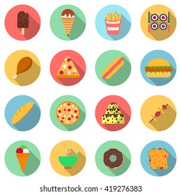 SET vector food icons, flat design