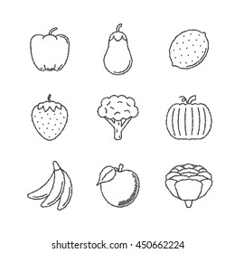 Set of vector food icons in sketch style