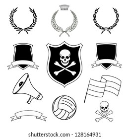 set of vector football elements for stickers