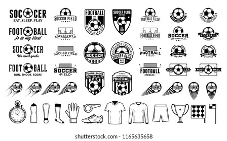 Set of vector football (soccer) club logo, labels and icons for sport teams, tournaments and organizations.