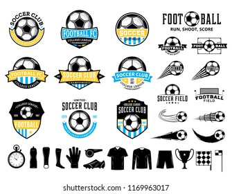 Set of vector football (soccer) club logo, labels and icons for sport teams, tournaments and organizations.