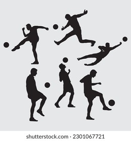 A set of vector set of football, and soccer players silhouettes