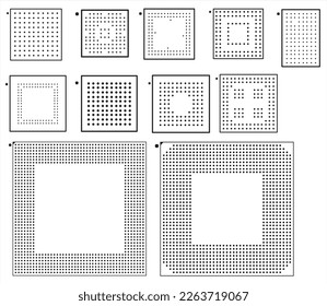 A set of vector footprint (seating) for mounting an electronic
component on a printed circuit board. Assembly 
drawing of the printed circuit board.
Surface mounting, bga component.