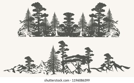 Set Vector Forest Borders Grunge Spot Stock Vector (Royalty Free ...